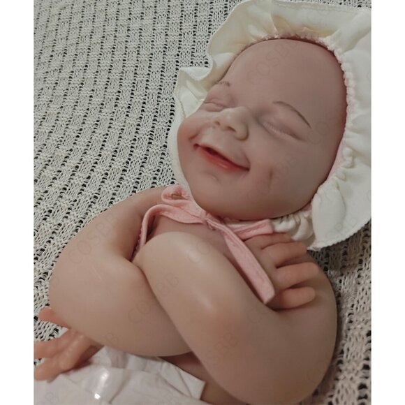 3.1kg Full Body Silicone Sleeping Girl 45CM Reborn Baby Dolls W/Drink-Wet System - Picture 2 of 16